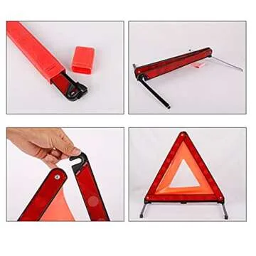 Beetoo Reflective Triple Triangle Car Warning Sign, Foldable Emergency Warning Triangles Breakdown Board, Safety Roadside Hazard Sign Warning Kit