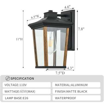 Smeike Exterior Wall Sconce, Outside Wall Lights for House, Modern Exterior Lighting Fixtures, Farmh...