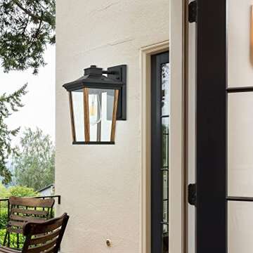 Smeike Outdoor Wall Sconce with Wood Grain Finish
