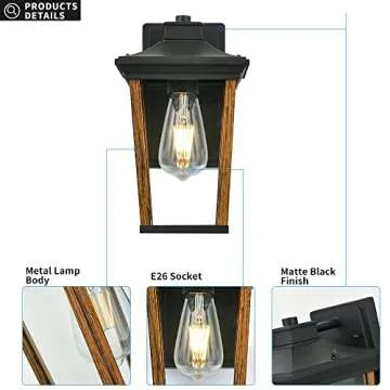 Smeike Outdoor Wall Sconce with Wood Grain Finish