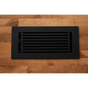 Madelyn Carter 4 x 12 Cast Aluminum Linear Bar Vent Cover with Damper - Black (Overall: 5.75 x 13.75...