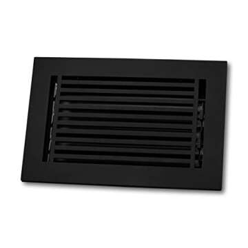 Madelyn Carter 4 x 12 Cast Aluminum Linear Bar Vent Cover with Damper - Black (Overall: 5.75 x 13.75) | Floor Register - Wall Register