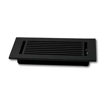 Madelyn Carter 4 x 12 Cast Aluminum Linear Bar Vent Cover with Damper - Black (Overall: 5.75 x 13.75) | Floor Register - Wall Register