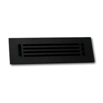 Madelyn Carter 4 x 12 Cast Aluminum Linear Bar Vent Cover with Damper - Black (Overall: 5.75 x 13.75) | Floor Register - Wall Register