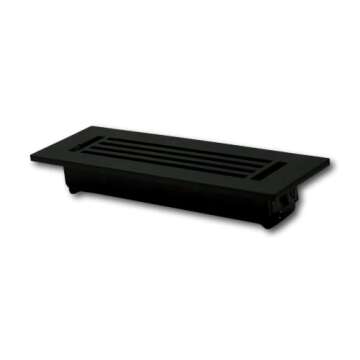 Madelyn Carter 4 x 12 Cast Aluminum Linear Bar Vent Cover with Damper - Black (Overall: 5.75 x 13.75) | Floor Register - Wall Register