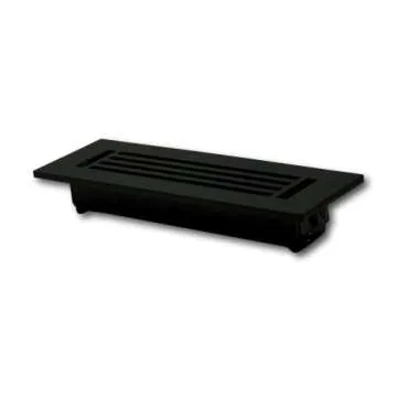 Madelyn Carter 4 x 12 Cast Aluminum Linear Bar Vent Cover with Damper - Black (Overall: 5.75 x 13.75) | Floor Register - Wall Register