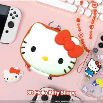 Hamee Hello Kitty Cartridge Case Compatible with Nintendo Switch Games – Portable Carrying Zip Cas...