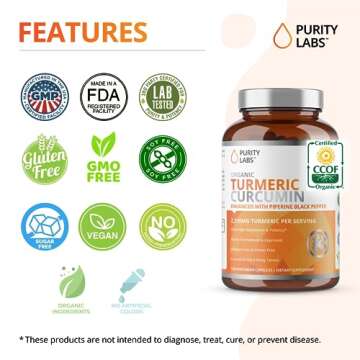Organic Turmeric Curcumin with Black Pepper Bioperine 2,250 MG/Serving, 95% curcuminoids - Antioxidant Joint Supplement, Muscle & Brain Support - Turmeric Supplement, Non-GMO, Vegetarian, 120 Capsules