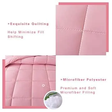 DOWNCOOL Queen Comforter Set -All Season Bedding Comforters Sets with 2 Pillow Cases-3 Pieces Bedding Sets Queen -Down Alternative Pink Queen Size Comforter Sets(88"x90")