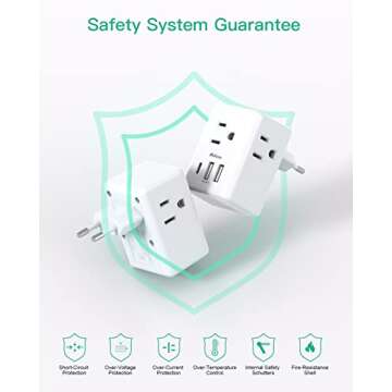 European Travel Plug Adapter with USB Charging Ports(1 USB C), International Type C Power Adapter for US to Most of Europe EU Italy France Spain Germany Greece