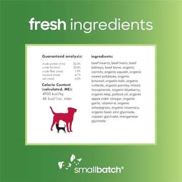 Smallbatch Pets Freeze-Dried Premium Raw Food Diet for Dogs, Beef Recipe, 14 oz, Made in The USA, Organic Produce, Humanely Raised Meat, Hydrate and Serve Patties, Single Source Protein, Healthy