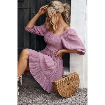 Dokotoo Women's Shirred Mini Dress Summer 2025 Style