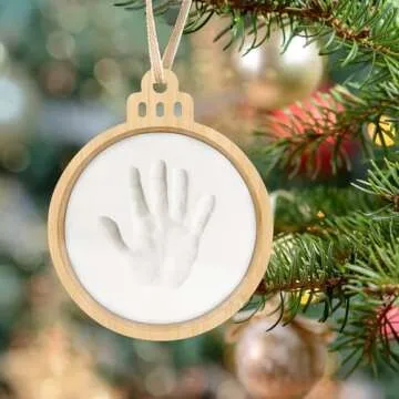 Creawoo Baby Imprint Frame Handprint Footprint Christmas Keepsake Ornament Kit, Personalized Holiday DIY Christmas Gift for New Born Baby Boys Girls Shower with Ring Tool and Display Bell Shaped Frame