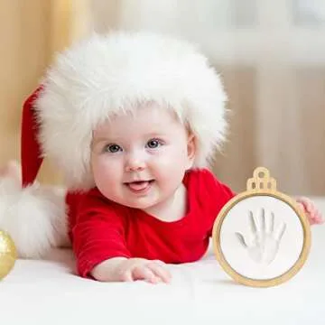 Creawoo Baby Imprint Frame Handprint Footprint Christmas Keepsake Ornament Kit, Personalized Holiday DIY Christmas Gift for New Born Baby Boys Girls Shower with Ring Tool and Display Bell Shaped Frame