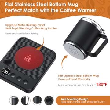 Coffee Mug Warmer & Mug Set for Desk, Electric 36W Coffee Cup Warmer with Auto Shut Off/Timer. Smart...