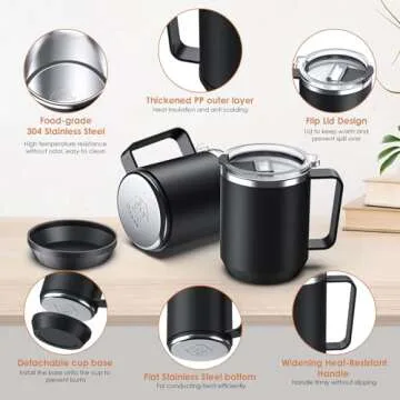 Coffee Mug Warmer & Mug Set for Desk, Electric 36W Coffee Cup Warmer with Auto Shut Off/Timer. Smart Cup Mug Heater with 16oz Cup for Heating Coffee in Home/Office, Coffee, Black
