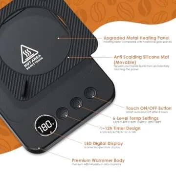 Coffee Mug Warmer & Mug Set for Desk, Electric 36W Coffee Cup Warmer with Auto Shut Off/Timer. Smart Cup Mug Heater with 16oz Cup for Heating Coffee in Home/Office, Coffee, Black