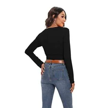 Famulily Women's Sexy Deep V Neck Bandage Surplice Wrap Crop Top - Versatile Fit