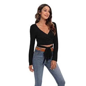 Famulily Women's Sexy Deep V Neck Bandage Crop Top
