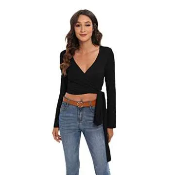 Famulily Women's Sexy Deep V Neck Bandage Crop Top