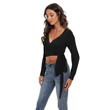 Famulily Women's Sexy Deep V Neck Bandage Crop Top