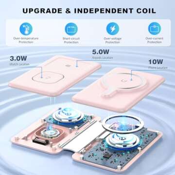 Kmsoioa 3 in 1 Charging Station for Apple,Travel Charger for Multiple Devices for iPhone,Foldable Ma...