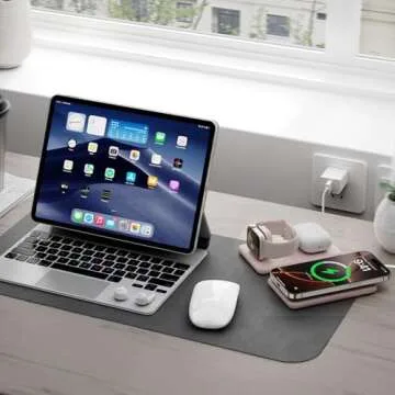 Kmsoioa 3 in 1 Charging Station for Apple,Travel Charger for Multiple Devices for iPhone,Foldable Magnetic Charger for iPhone 16 15 14 13 12 pro max&AirPods 4/3/Pro/Pro 2&Apple Watch（Pink）