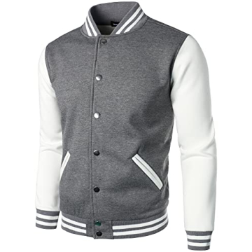 Men's Varsity Baseball Jacket - Dark Grey XL