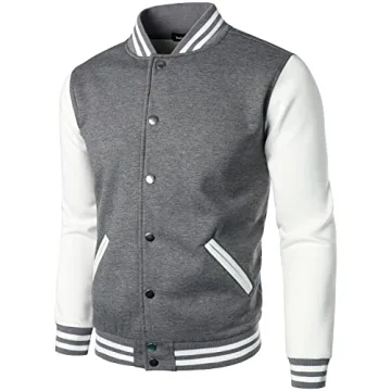 Men's Varsity Baseball Jacket - Dark Grey XL