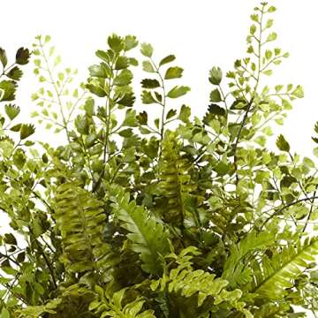 Nearly Natural Mixed Fern with Twig and Moss Basket