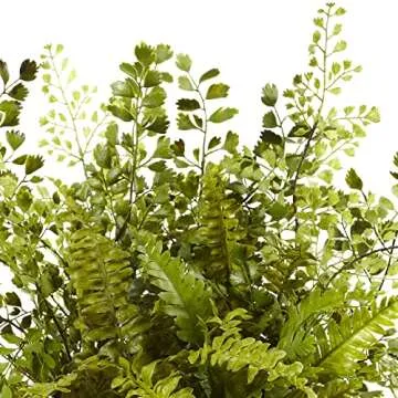 Nearly Natural Mixed Fern with Twig and Moss Basket