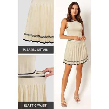 Arach&Cloz Women’s Summer Casual Knit Two Piece Set