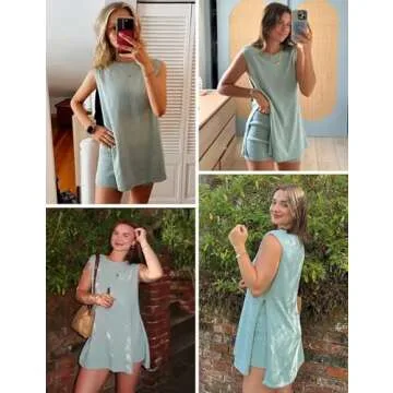 Wyeysyt Women's Summer Sweater Set Tunic & Shorts Outfit