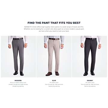 Kenneth Cole REACTION Men's Slim Fit Fashion Patterned Dress Pant, Charcoal, 32W x 32L