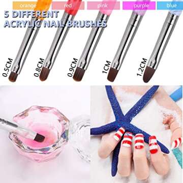 9Pcs Nail Art Brushes Set with Dappen Dishes and Acrylic Brushes