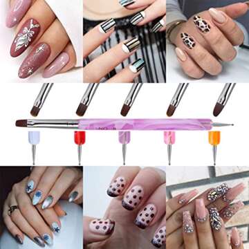 9Pcs Nail Art Brushes Set with Dappen Dishes and Acrylic Brushes