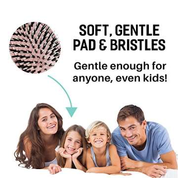 Leyla Milani Hair Detangler Brush - Miracle Brush Human Hair Brushes for Sensitive Scalp, Gentle Detangling, Shine, Volumizing, Nylon Boar Bristle, Best Paddle Brush for Women, Men, Kids (Pink)