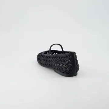 CUSHIONAIRE Women's Weavy Squared Toe Woven Ballet Flat, +Memory Foam, Wide Widths Available Black 9.5W