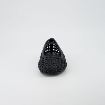 CUSHIONAIRE Women's Weavy Squared Toe Woven Ballet Flat, +Memory Foam, Wide Widths Available Black 9.5W