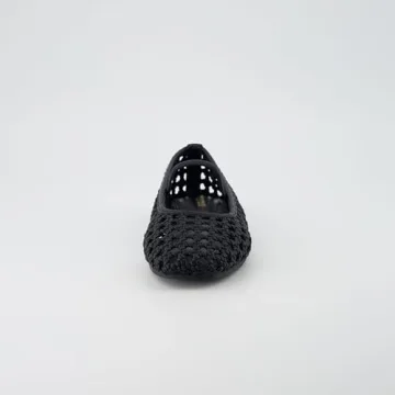 CUSHIONAIRE Women's Weavy Squared Toe Woven Ballet Flat, +Memory Foam, Wide Widths Available Black 9.5W