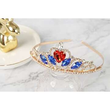 JMTEEA Snow White Crown Princess Snow White Headdress Tiara Halloween Costume Accessories for Women ...