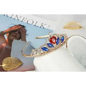 JMTEEA Snow White Crown Princess Snow White Headdress Tiara Halloween Costume Accessories for Women Girls Birthday Gift