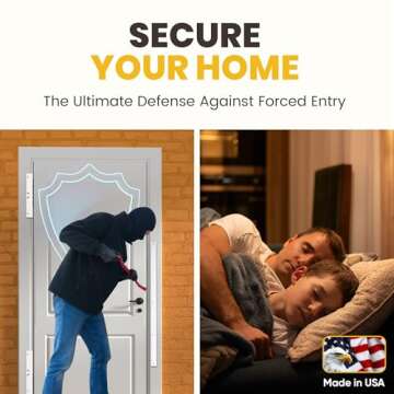 Door Armor MAX - Door Reinforcement Kit for Anti Kick Front Door Security, 5-Piece Door Reinforcement Plate for Door Jamb & Door Frame, Made in USA Home Security - White