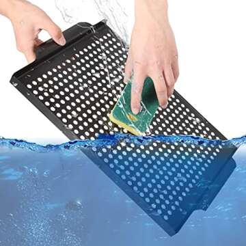 MEHE Vegetable Grill Basket,Nonstick Grilling Topper 14.6 "x11.4 Thicken Grill Pan BBQ Accessory for Grilling Veggie, Fish, Shrimp, Meat, Camping Cookware (No Hand)