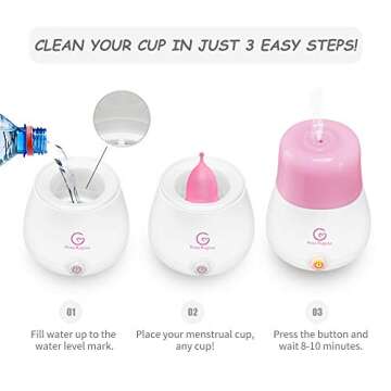 ROSA RUGOSA Menstrual Cups + Steamer Bundle - All You Need to Start Your Menstrual Cup Journey! - Feminine Hygiene - Leak-Free - up to 99.9%