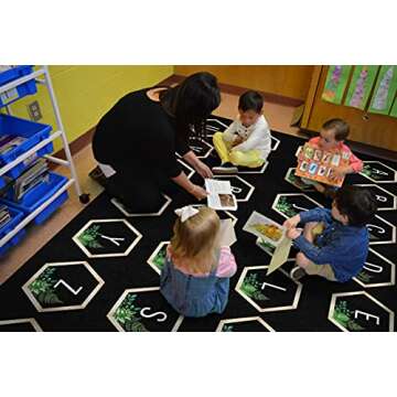 Flagship Carpets Schoolgirl Style Simply Boho Abc's Criss Cross Applesauce Classroom Area Rug for In...