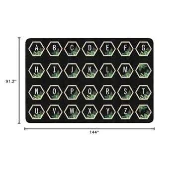 Flagship Carpets Schoolgirl Style Simply Boho Abc's Criss Cross Applesauce Classroom Area Rug for Indoor Classroom Learning or Kid Bedroom Educational Play Mat, 7'6"x12', Black
