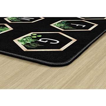 Flagship Carpets Schoolgirl Style Simply Boho Abc's Criss Cross Applesauce Classroom Area Rug for Indoor Classroom Learning or Kid Bedroom Educational Play Mat, 7'6"x12', Black