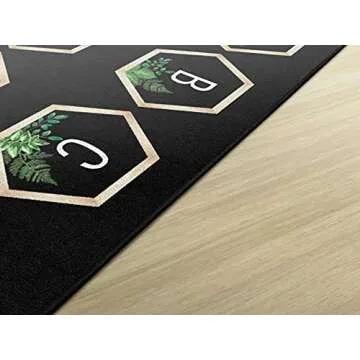 Flagship Carpets Schoolgirl Style Simply Boho Abc's Criss Cross Applesauce Classroom Area Rug for Indoor Classroom Learning or Kid Bedroom Educational Play Mat, 7'6"x12', Black