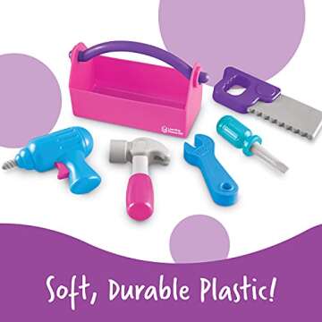 Learning Resources New Sprouts Fix It!, Pink Pretend Play Toy Tool Set for Toddlers, Develops Fine M...